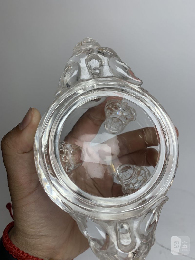 清中期 水晶龙钮活环耳三足炉 - 图12